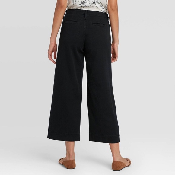 NWT A New Day Black High Rise Wide Leg Crop Pants - Picture 4 of 11